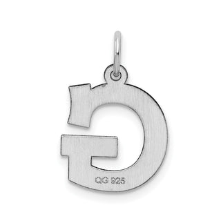 Sterling Silver Rhodium-plated Medium Block Initial G Charm QC5095G