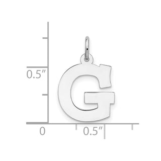 Sterling Silver Rhodium-plated Medium Block Initial G Charm QC5095G