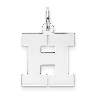 Sterling Silver Rhodium-plated Medium Block Initial H Charm QC5095H