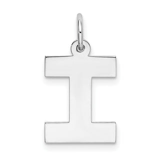 Sterling Silver Rhodium-plated Medium Block Initial I Charm QC5095I
