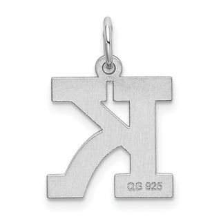 Sterling Silver Rhodium-plated Medium Block Initial K Charm QC5095K
