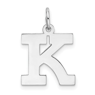 Sterling Silver Rhodium-plated Medium Block Initial K Charm QC5095K
