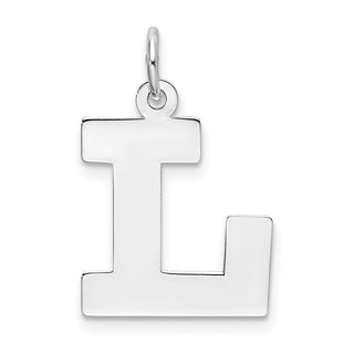 Sterling Silver Rhodium-plated Medium Block Initial L Charm QC5095L