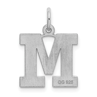 Sterling Silver Rhodium-plated Medium Block Initial M Charm QC5095M
