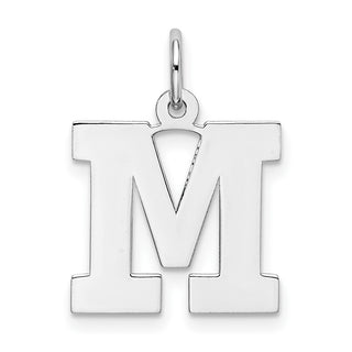 Sterling Silver Rhodium-plated Medium Block Initial M Charm QC5095M