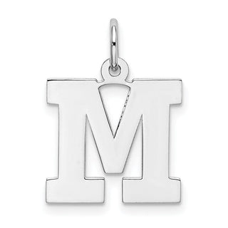 Sterling Silver Rhodium-plated Medium Block Initial M Charm QC5095M