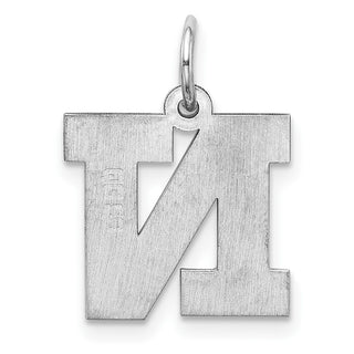 Sterling Silver Rhodium-plated Medium Block Initial N Charm QC5095N