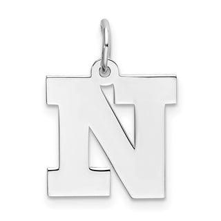 Sterling Silver Rhodium-plated Medium Block Initial N Charm QC5095N