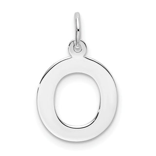 Sterling Silver Rhodium-plated Medium Block Initial O Charm QC5095O