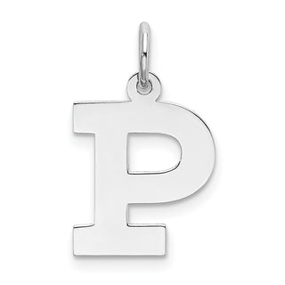 Sterling Silver Rhodium-plated Medium Block Initial P Charm QC5095P