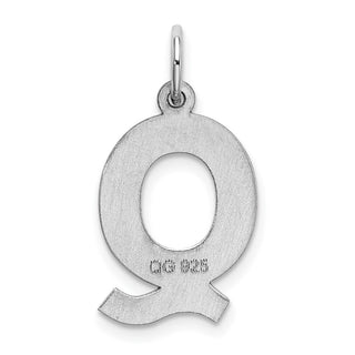 Sterling Silver Rhodium-plated Medium Block Initial Q Charm