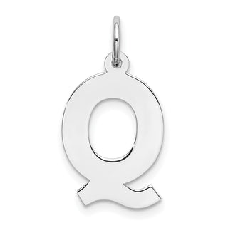 Sterling Silver Rhodium-plated Medium Block Initial Q Charm