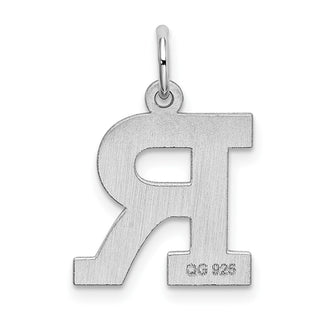 Sterling Silver Rhodium-plated Medium Block Initial R Charm QC5095R