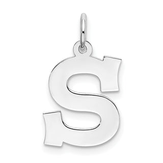 Sterling Silver Rhodium-plated Medium Block Initial S Charm QC5095S