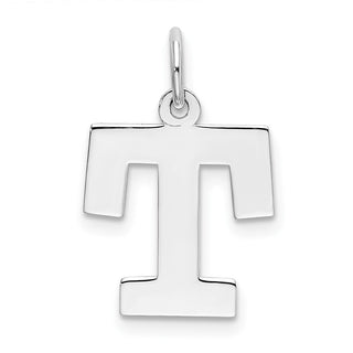 Sterling Silver Rhodium-plated Medium Block Initial T Charm QC5095T