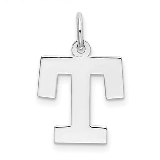Sterling Silver Rhodium-plated Medium Block Initial T Charm QC5095T