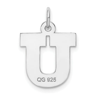 Sterling Silver Rhodium-plated Medium Block Initial U Charm