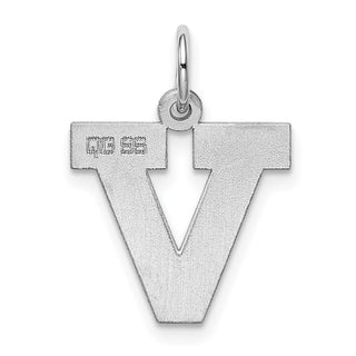 Sterling Silver Rhodium-plated Medium Block Initial V Charm QC5095V