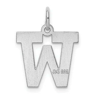 Sterling Silver Rhodium-plated Medium Block Initial W Charm QC5095W