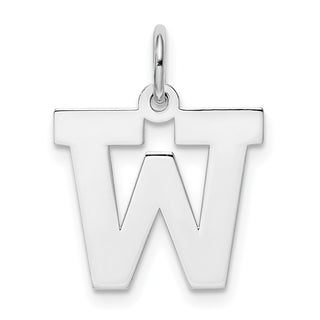 Sterling Silver Rhodium-plated Medium Block Initial W Charm QC5095W