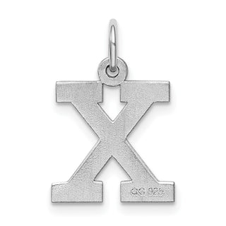 Sterling Silver Rhodium-plated Medium Block Initial X Charm