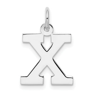 Sterling Silver Rhodium-plated Medium Block Initial X Charm