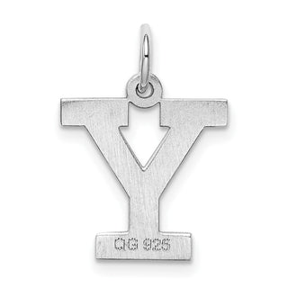 Sterling Silver Rhodium-plated Medium Block Initial Y Charm