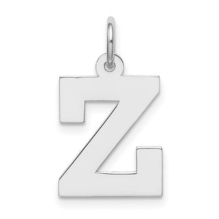 Sterling Silver Rhodium-plated Medium Block Initial Z Charm