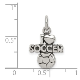 Sterling Silver Antiqued I (Heart) Soccer Charm