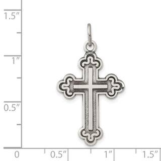 925 Sterling Silver Antiqued Budded Cross Pendant