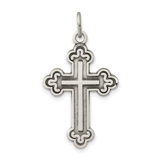 925 Sterling Silver Antiqued Budded Cross Pendant
