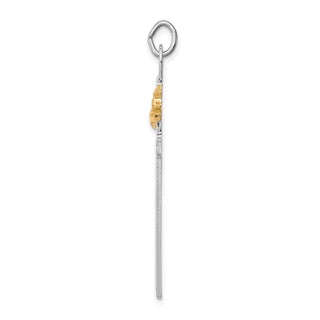 Rhodium-Plated and Yellow 925 Sterling Silver Cross Pendant QC5240