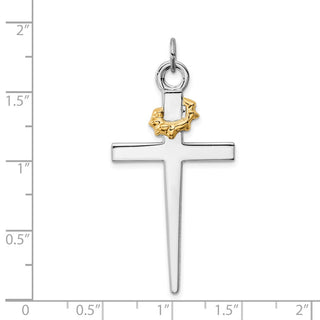 Rhodium-Plated and Yellow 925 Sterling Silver Cross Pendant QC5240