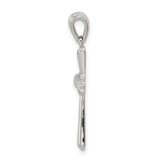 Sterling Silver Rhodium-plated CZ Cross Pendant QC5245