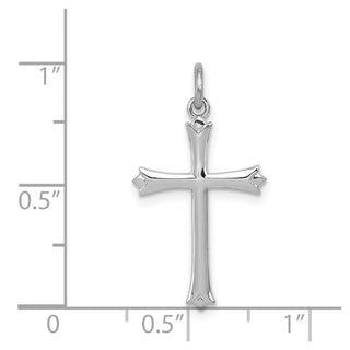 Sterling Silver Rhodium-plated Fleur De Lis Cross Charm