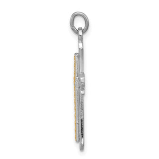Rhodium-Plated and Yellow 925 Sterling Silver Cross Pendant QC5254