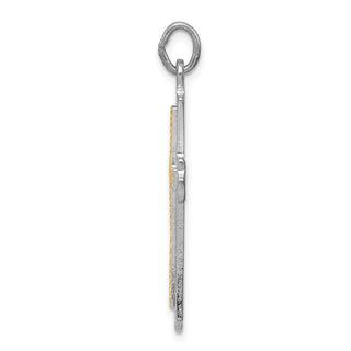 Rhodium-Plated and Yellow 925 Sterling Silver Cross Pendant QC5255