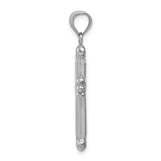Rhodium-Plated 925 Sterling Silver Fleur-De-Lis Cross Pendant QC5256