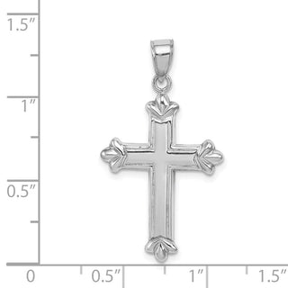 Rhodium-Plated 925 Sterling Silver Fleur-De-Lis Cross Pendant QC5256