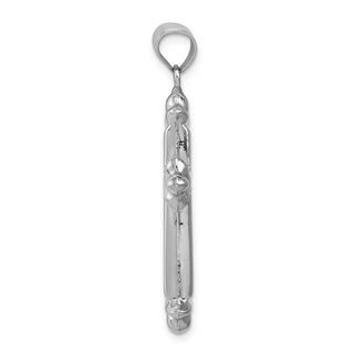 Rhodium-Plated 925 Sterling Silver Fleur-De-Lis Cross Pendant QC5257