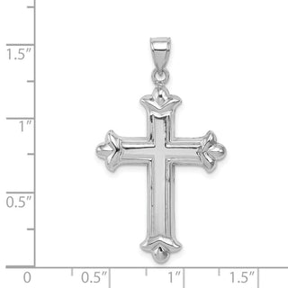 Rhodium-Plated 925 Sterling Silver Fleur-De-Lis Cross Pendant QC5257