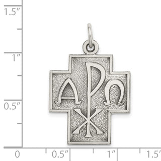 925 Sterling Silver Antiqued Alpha Omega Cross Pendant