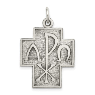 925 Sterling Silver Antiqued Alpha Omega Cross Pendant