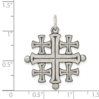 925 Sterling Silver Antiqued Jerusalem Cross Pendant