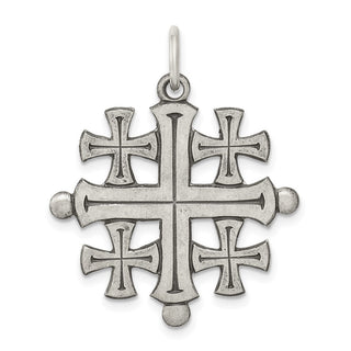 925 Sterling Silver Antiqued Jerusalem Cross Pendant
