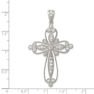 925 Sterling Silver Cubic Zirconia Filigree Cross Pendant