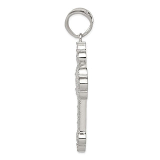 925 Sterling Silver Cubic Zirconia Budded Cross Pendant
