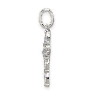 Sterling Silver Rhodium-plated CZ Cross Charm