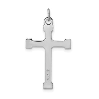 Rhodium-Plated and Yellow 925 Sterling Silver Rope Cross Pendant QC5386