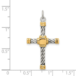 Sterling Silver Antiqued & Gold-plated Cross Pendant
